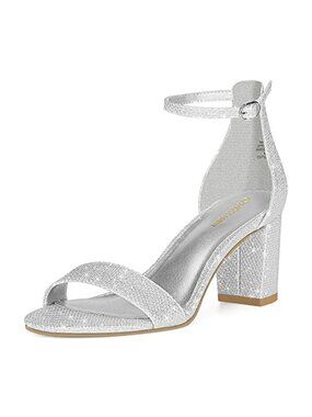 Open Toe Ankle Strap Block Heel Sandals with Buckle